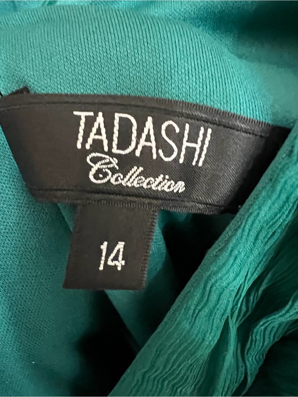 Tadashi Shoji Teal V-Neck Sleeveless Midi Dress with Satin Sash - Picture 4 of 4